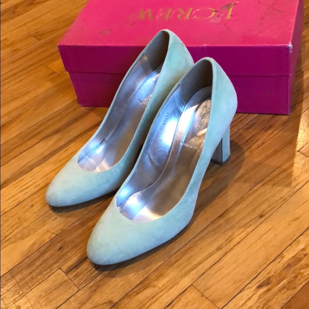 J. Crew minty suede heels size 7 made in Italy